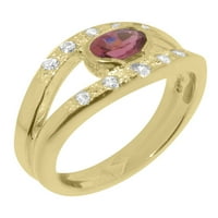 Britanci napravio 9k žuto zlato prirodno ružičasti turmalinski i dijamantnski ženski prsten - veličine