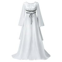 Haljine Gotske haljine haljine renesansne haljine za žene Vintage čipka up haljina bijela-xx-velika