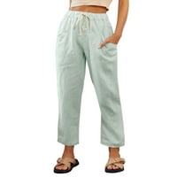 Kali_store ženske hlače ženske hlače casual pantalone papirske torbe hlače elastični struk tanki džepovi