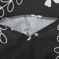 Ljeto plus veličine kapri hlače za žene, ženske posteljine obrezane hlače visoki struk džep za ispis