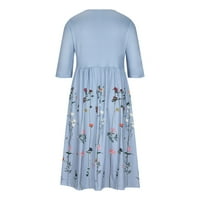 TUPHREGYOW žensko čišćenje ljeto cvjetno print Okrugli vrat haljina s rukavicama ruffle haljina pola