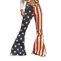 Wefuesd traperice za žene Ženska nezavisnost Dan američke zastave Stret rastereće široke noge traperice