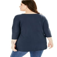 Roaman's Women's Plus veličine tri četvrtine rukave ukrašena tunika dugačka majica