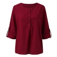 Stretch V izrez T Majica Žene COLRA gumb Down Majice za žene Bluze za žene Casual V izrez Solid Boja