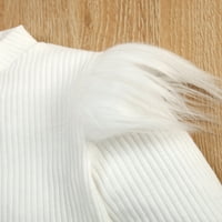Dječja djevojka Jesen Zimske odjeće Košulje dugih rukava krzneni džemper sa kožnim suknjom