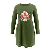 Ležerne ljetne haljine za ženske haljine za sunčanje Crw Crt dugih rukava, zeleni XL