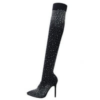 TAWOP Fall cipele za žene crne čizme za žene Dress čizme Žene preko koljena šiljaste čizme, stilettos
