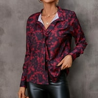 Ženska modna tiskana labava majica dugi rukavi V-izrez Ležerne prilike plus veličina Bluzes Košulja