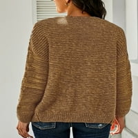 Žene otvorene prednje kardiganke džemper plus smeđi Chunky kabeli pletenici za žene za žene s dugim