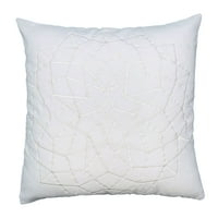 Jastuk za bacanje akcenta Hugog Square; Vezeni geometrijski apstraktni obrazac; Sa punilom; Bijela;