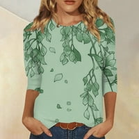 Cleance! Tofotl vrhovi za žene ljetne rukave majice moda Ispis Jesen casual okrugli vrat udobni mekani bluze zeleni xxxl