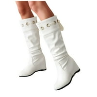 Tawop ženske zimske čizme koljena visoke čizme Žene bijele čizme za žene Bijele čizme Žene Toplo čvrste