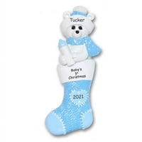 Bebi prvi Božić - Polarni medvjed na skladištu personaliziranog dječjeg ukrasa za dječaka