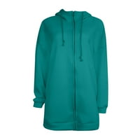 Ženska odjeća Ousterwews Plus sizena s kapuljačom s kapuljačom Solidna boja zima lagani kaput lagana jakna Zip up kardigan jesen moda sa džepnim zelenim xxl