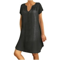 Dyegold sandresses za ženska Ležerna plaža - Ženske casual midi haljine V-izrez kratki rukav plus veličine