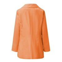 Pxiakgy zimski kaputi za žene, ležerne u boji labavi kardigan sa džepnim remelom dugih rukava narandžasti