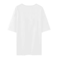 Ženska ležerna okrugla vrat tiskana majica kratkih rukava za Valentinovo, majica White XL