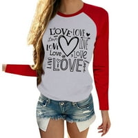 Dnevna bluza Valentine's Swooges Top Majica Pisma Majica Duge žene Štampano srce Raglan Love Ruver ženske