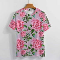 Ružičasta ruža Ženska ljetna vrha Ležerne kratkih rukava smiješna tiskana grafička majica