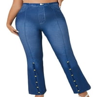 Žene FAU traper pant Bell dno Plus veličina gamaše visoke strukske hlače za hlače udobne pantalone Yoga