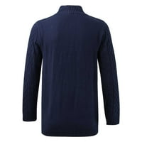SNGXGN muški džemper s V-izrezom Pulover Turtleneck džemperi za muškarce, plave boje, veličine l