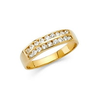 Dragulji LU 14K Žuti zlatni prsten kubični cirkonijski CZ ROW BAND veličine 9