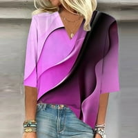 Ljetne ženske košulje Ženska majica Bluza Casual Labavi majice Rukav Print V izrez Tors T-majice Tee