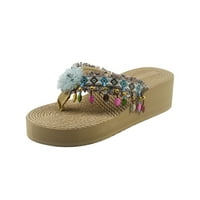 Ženske klizne sandale - plaža otvorena nožna fringe casual novim stilom ljetne ploče s ravnim klizačima # plavo-36