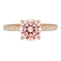 1.71ct okrugli rez ružičasti simulirani dijamant 18k žuti zlatni godišnjički angažman prsten veličine