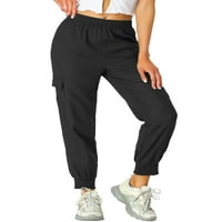 Allegra K ženski elastični struk dužina gležnja, casual teretni pantalone sa džepovima
