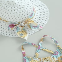Ljetna dvodijelna odjeća Biekopu Kkids Girls, špageta, kaiševi za cvijeće A-line haljina s šeširom