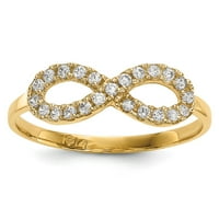Čvrsta 14k žuto zlato CZ CUBIC ZIRCONIJA Infinity Love Knot Simbol Simbol Godišnjica prstena Veličina