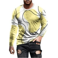 Muška grafička majica 3D tiska dugi rukavi dnevni vrhovi Basični okrugli vrat žuta veličina m