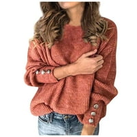Wofeydo Wens Fals Fashion, Ženski dugi rukav Duks na dugim rukavima Ležerne prilike sa labavim pulover Jesen zimski pleteni vrpci, pad džemperi za žene, džemperi za žene crvene 5xl