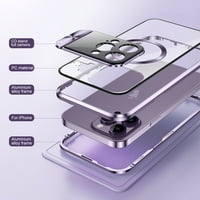 Mantto za iPhone Pro Chickstand magnetsku futrolu, kompatibilan s magsafe, zaštitnika za zaštitni ekran od aluminijskog legura sa sigurnosnim zaključavanjem, čvrstim otpornosti na udarce, srebro