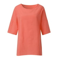 Plus size pamučne majice za žene Ležerne prilike labave bluze s rukavima, pune boje ljetne lagane pograde