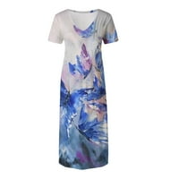 Ljetne haljine za ženske ležerne kratkih rukava dugi V izrez Udobnu leptir s labavom haljinom