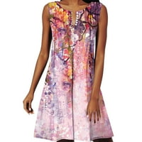 Padort haljine za žene Žensko ljeto kratki rukav A-line A-line kratka haljina ružičasta, XL