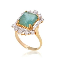 18K žuti zlatni prsten hi si dijamantni obljetni prsten smaragd rez smaragd ženski nakit