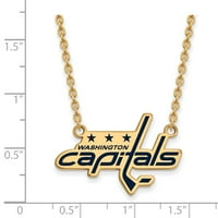 Sterling srebrni žuto pozlaćeno zvanično NHL Washington Capitals LG enl Pend privjesak ogrlica Charm
