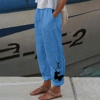 Kayannuo pantalone za žene Trendy ponude ženske ljetne casual labavo pamučne i posteljine džepom tiskane