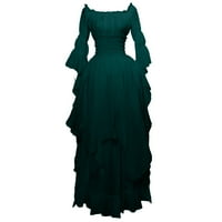 Youraumao Gothic haljine za žene Renesansa Retro Solid haljina plus veličina s ramena Maxi haljina Flared