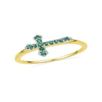Dijamantna princeza 10KT Žuta zlatna žena Okrugli laborarsko stvoreni smaragdni prsten za križ prsten