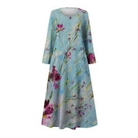 Zunfeo haljine za žene - novi dolazak s džepovima A-line haljina Crewneck Maxi haljina haljina svjetlosna