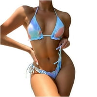 Modne žene Ispis seksi bikini push-up podstavljeni kupaći kostimi kupaćim odjećom, plavi