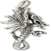 Sterling Silver 16 BO lanac 3D stojeći ogrlica sa zmajem