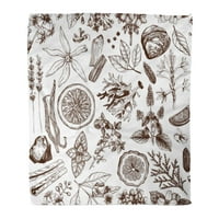 Flannel baca pokrivač sa parfimerom i kozmetikom Skica sastojka Vintage aromatične biljke mekane za