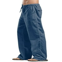 Ženske casual hlače Ljeto elastična struka pune boje labave lounge hlače s džepovima