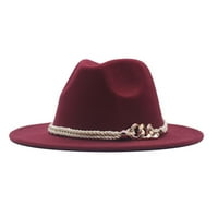 Plažni kape za žene klasične široke diskete Panama Hat Buckle Buckle vune Fedora Hat kaubojski šešir