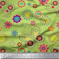 Soimoi zeleni poliester Crepe tkaninski insekti i cvjetni isječak umjetnički tkanini otisci na široko